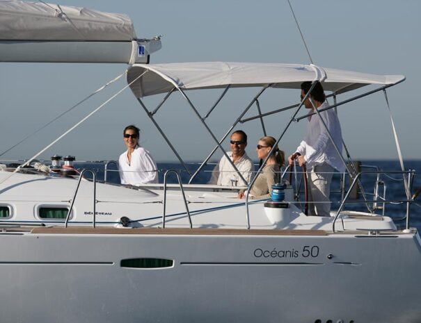 group of friends in a boat