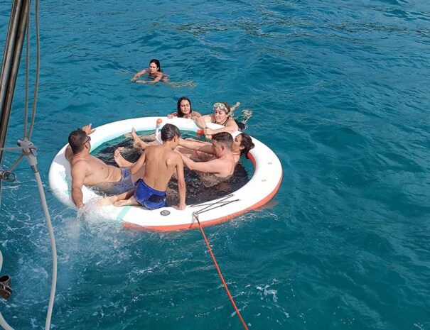 portable swimming pool in the sea