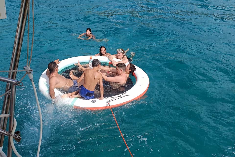 portable swimming pool in the sea