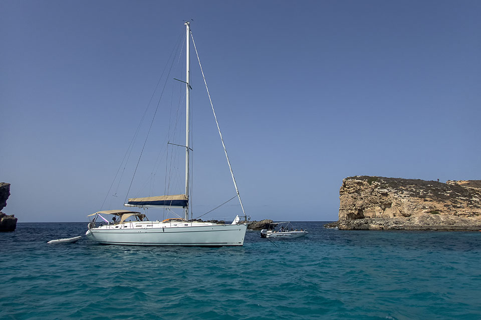 anchored boat in the costa brava