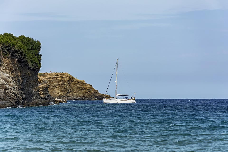 calm sea on a boat in the costa brava